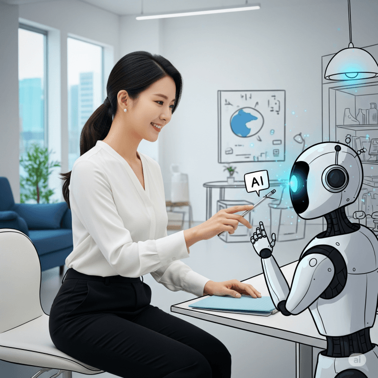 AI 트레이너가 AI 봇을 가르치는 장면